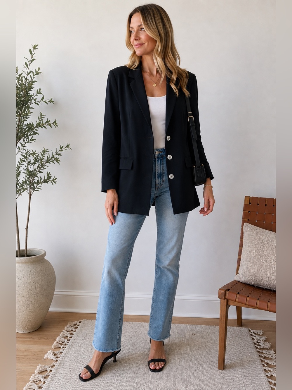 VIA SETA Vintage 100% Silk 3 Button Blazer Black Size 14 NEW